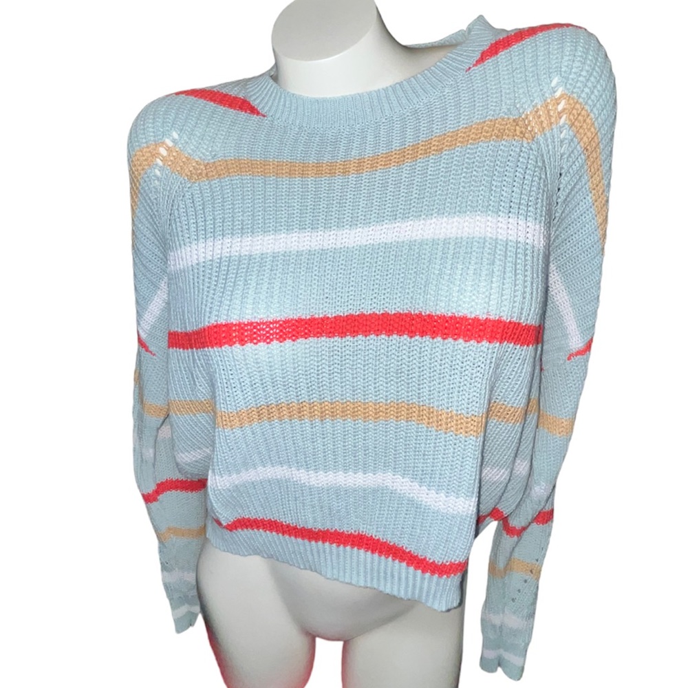 Striped cropped cutout sweater - ABOUND